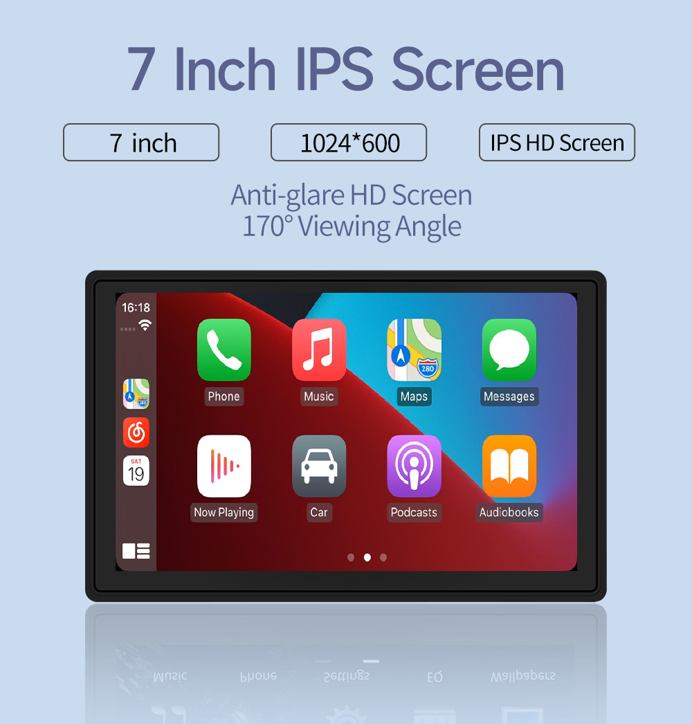 Cross-border foreign trade e-commerce 7-inch car mobile phone screen interconnection portable wireless carplay Auto Bluetooth