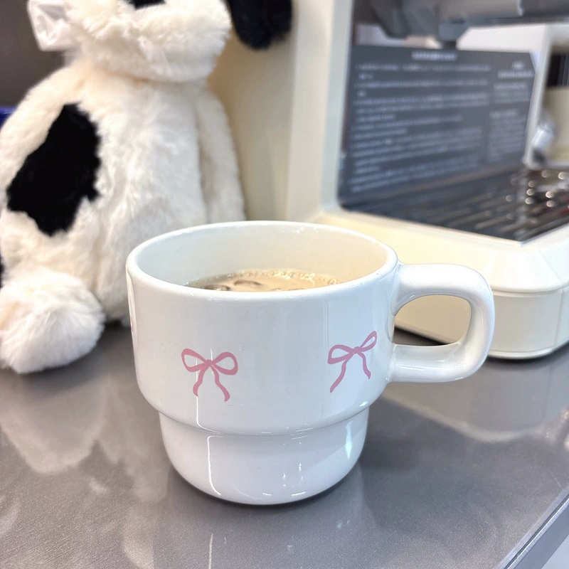 Детская кружка Ceramic Cup для кофе с короной сердце бантик Ins Wind Girl для холодного заваривания вкусного завтрака