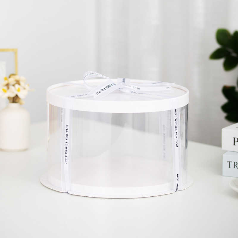Caja de pastel transparente redonda 4 pulgadas 6 pulgadas 8 pulgadas 10 pulgadas 12 pulgadas cumpleaños hornear pastel caja oso violento caja de embalaje