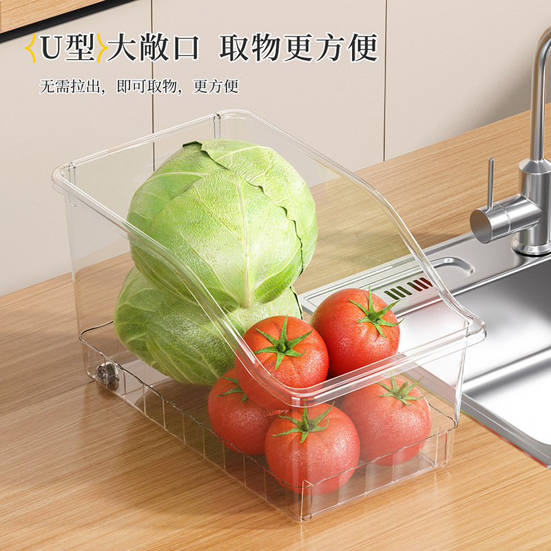 透明冰箱收纳盒食品级蔬菜水果鸡蛋收纳盒抽屉式大容量食物储物盒|undefined