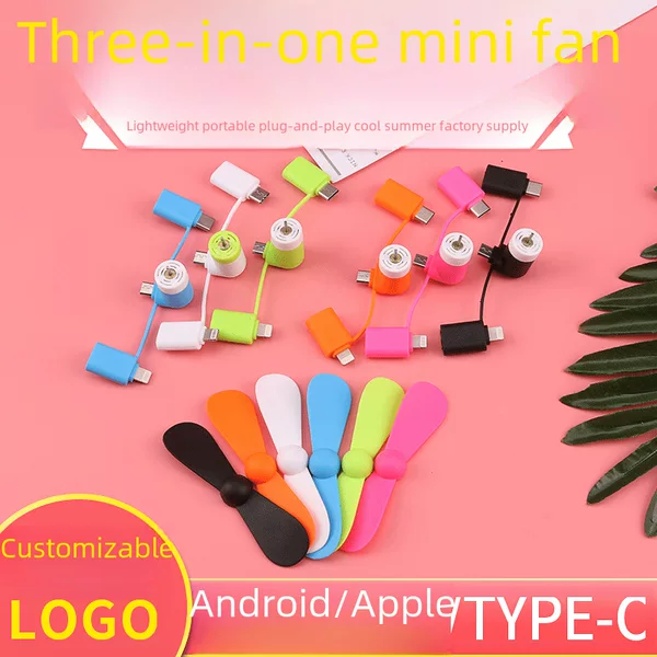 Creative USB Mini Fan Suitable for Android Type-C Two-In-One and Three-In-One Mobile Phone Fans USB Fan Gift