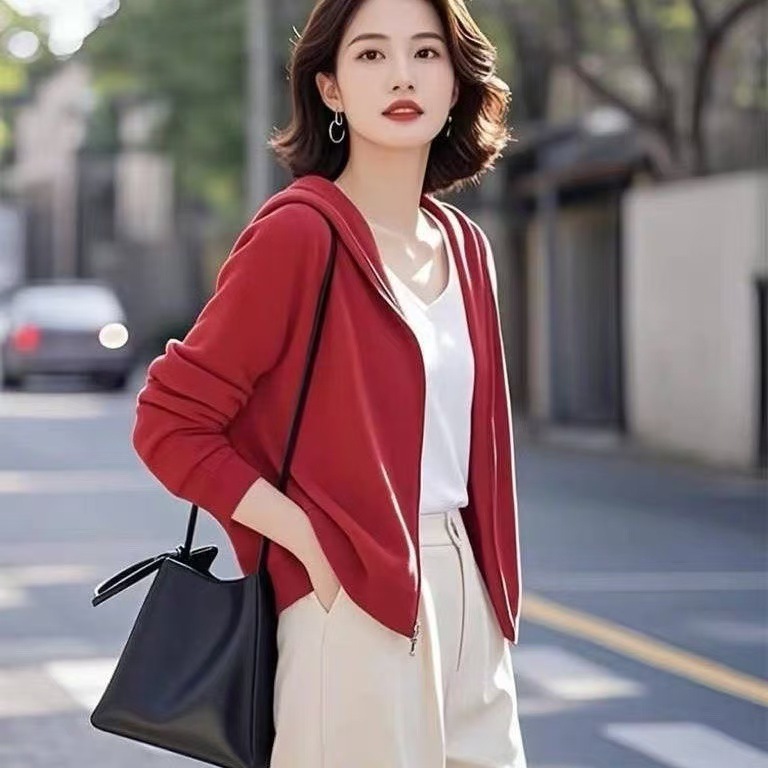 大码宽松卫衣女韩版2025春秋新款中老年妈妈装纯色连帽外套女长袖|undefined