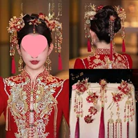Новый головной убор Xiuhe в китайском стиле, новые красные свадебные аксессуары для волос, заколка с кисточками, костюм Xiuhe, аксессуары для свадебного платья, бесплатная доставка