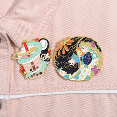 精美卡通徽章配飾創意鮮花奶茶動漫人物設計感時尚別致幾何形胸針