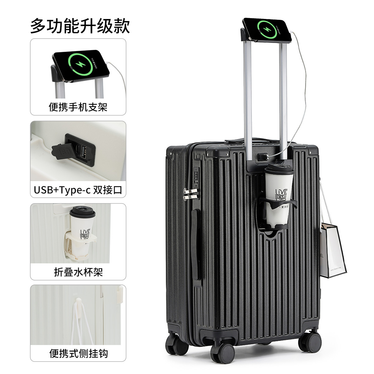 Maleta de aluminio con marco nuevo, 24 pulgadas, con ruedas universales, maleta de 26 pulgadas para hombre y mujer, 20 pulgadas, con contraseña para embarque, maleta de cuero de 28 pulgadas