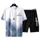 New Quick-drying Ice Silk Gradient suit Men's Short-sleeved T-shirt Summer Casual Shorts Sports Two-piece Handsome Men's Wear