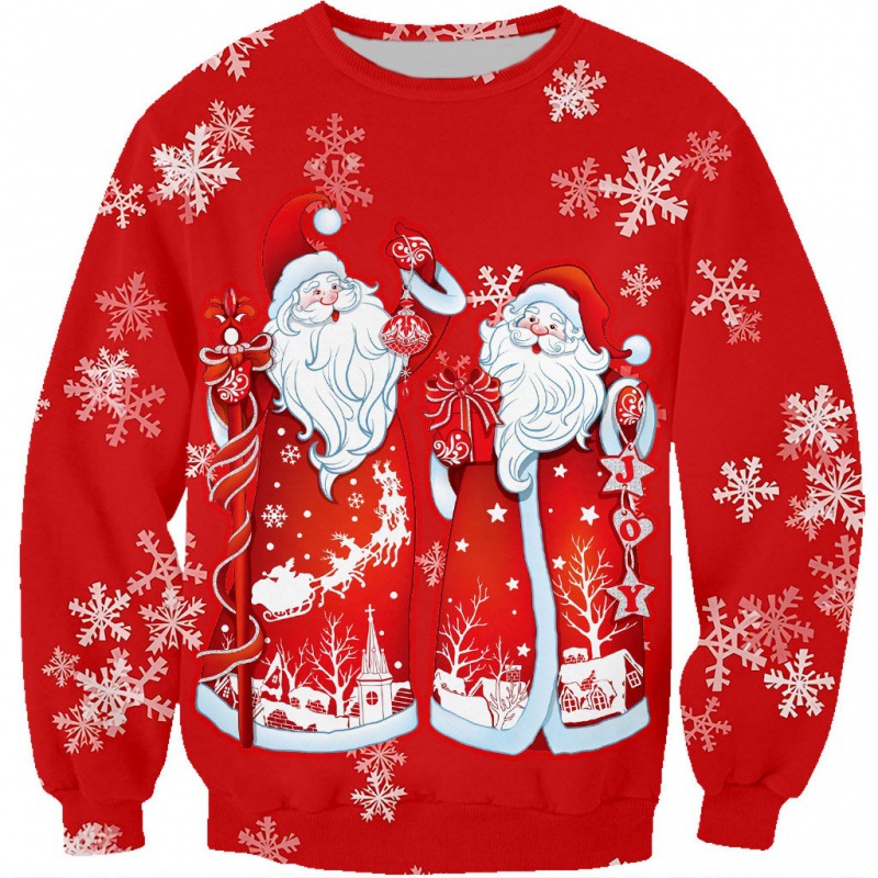 Sudadera hombre con capucha estampado 3d de papá noel suelta_voghion.com