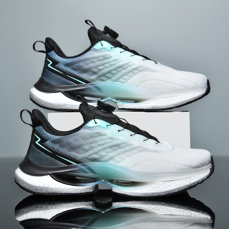 Designer Fashion Running Shoes Men's Lace up Spring and Autumn Popcorn Shock Absorbing Youth Spinning Button Sports Shoes_voghion.com