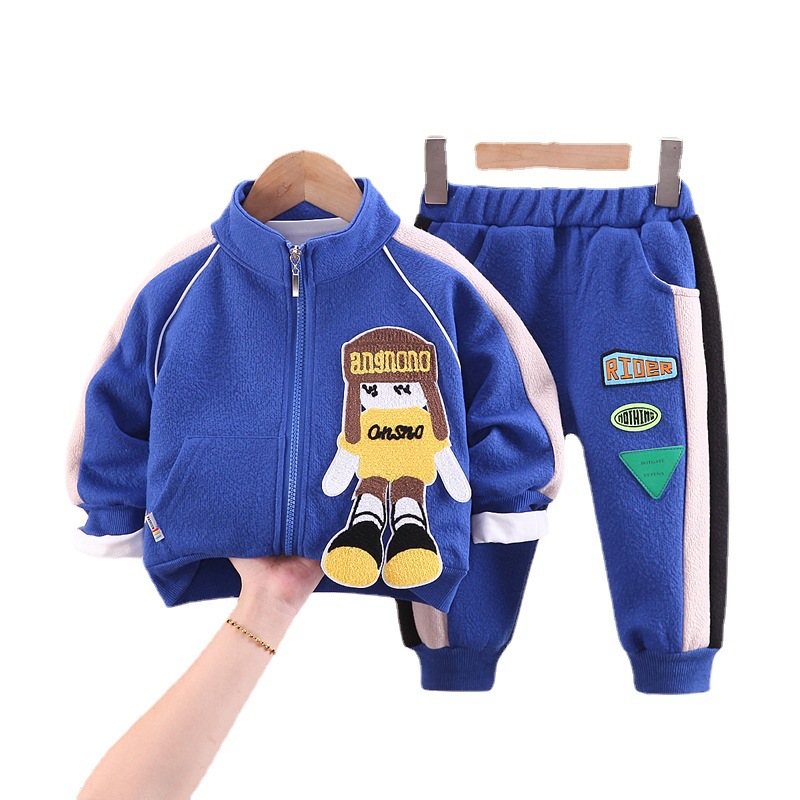 Kinder 2022 Frühling und Jungen Herbst Neue Produkt Cartoon Brief Puppe Gespleißt Baseball Anzug Zwei Stück Set_voghion.com