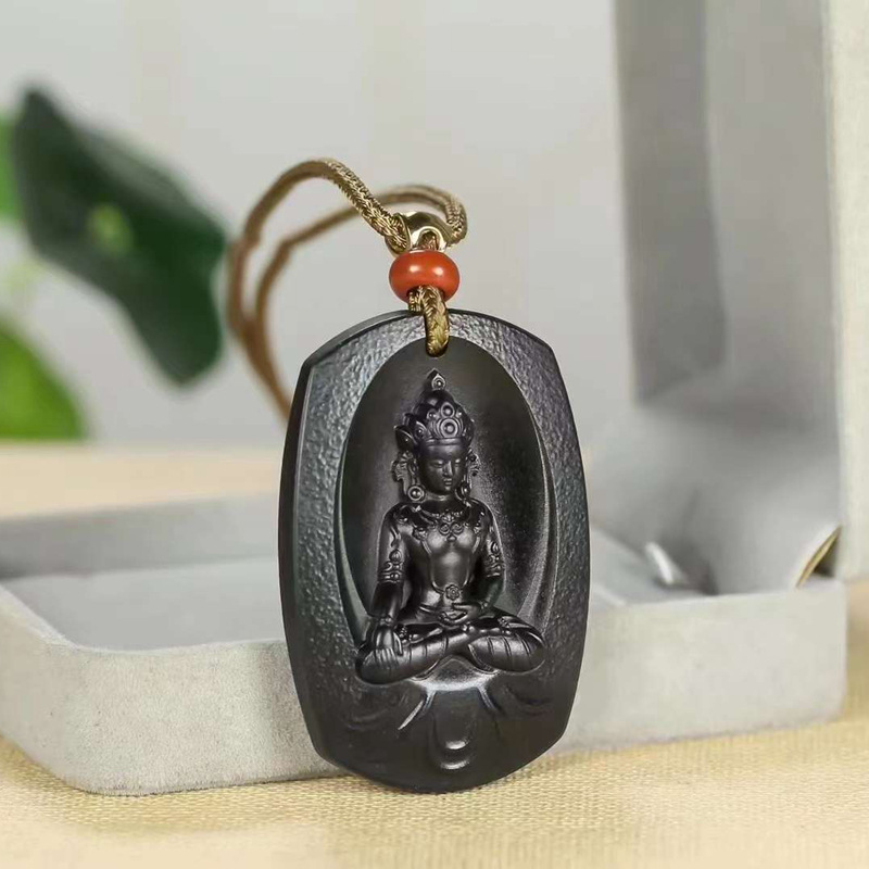 玉器工艺品天然新疆和田玉青玉 特级细料五方佛之东方不动佛挂件