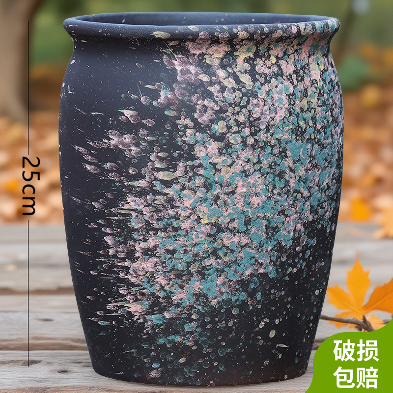大口径植木鉢、大型家庭用リビングルーム盆栽、金のなる木鉢、通気性のある陶器の植木鉢|undefined