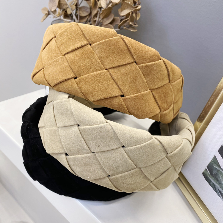 Flannel Woven Wide-brimmed Headband display picture 5