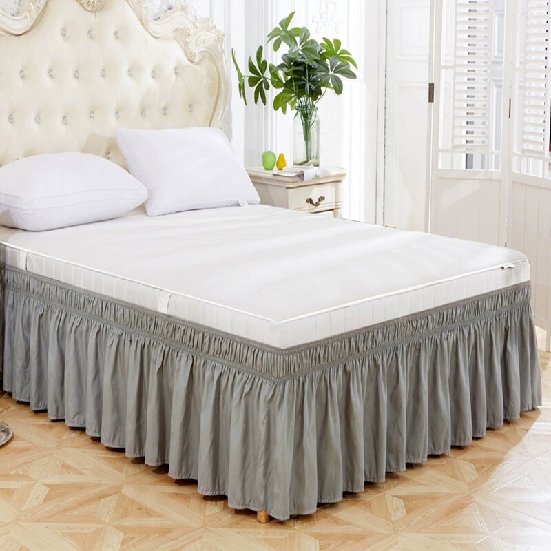 Amazon's Popular Bed Skirt Foreign Trade Size European and American Style Solid Color Brushed Fabric Elastic Bed Skirt