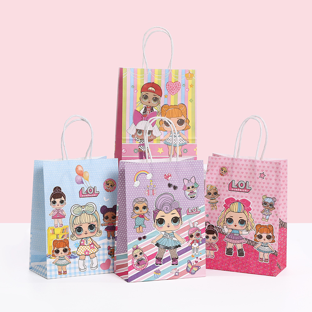 服装购物包装袋手提袋牛皮纸袋礼品袋卡通女孩系列印花礼物袋