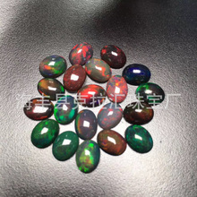 天然 黑欧泊素面水滴裸石批发 火彩闪耀包边吊坠澳宝大戒面裸石