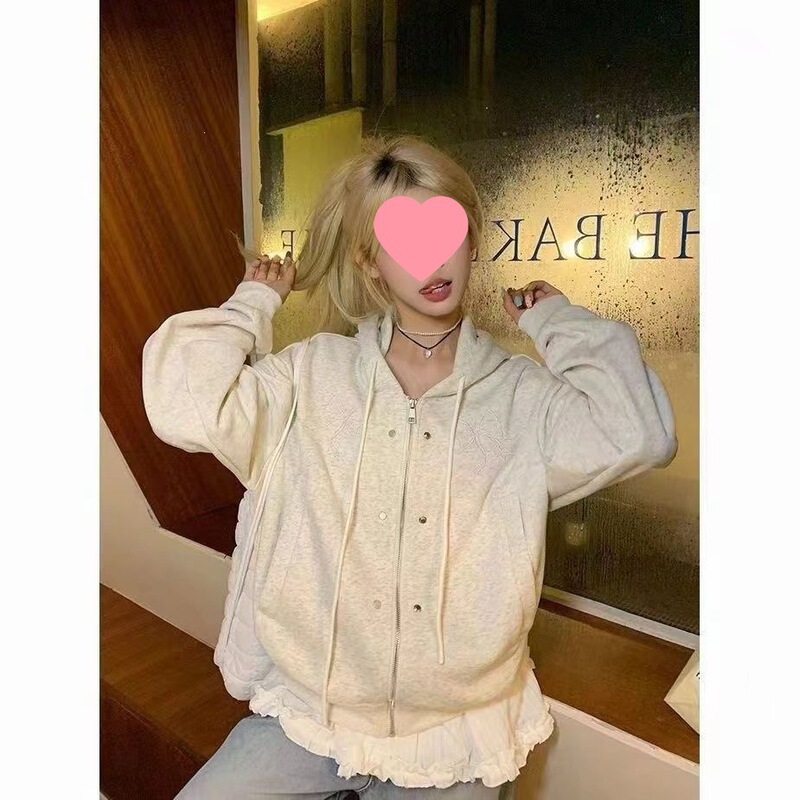 Lei Bangzhu Korean Style 2024 Autumn and Winter New Bowknot Embroidered Hooded Sweatshirt Jacket for Women, Loose Casual Cardigan Lei Bangzhu Korean Style 2024 Autumn and Winter New Bowknot Embroidered Hooded Sweatshirt Jacket for Women, Loose Casual Cardigan