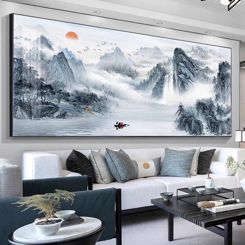 聚宝盆画国画办公室字画中式装饰风景山水客厅挂画沙发背景墙壁画|undefined