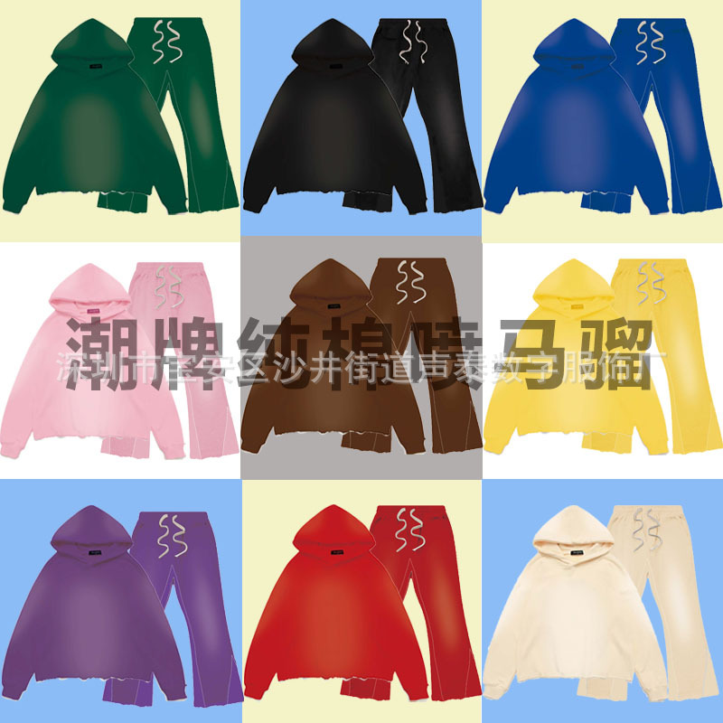 맞춤형 유럽 및 미국 스타일 헤비 코튼 후드티 남성용 캐주얼 밑단 없는 롤업 후드티 로고 인쇄