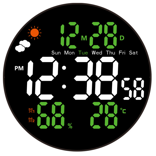 Reloj de Pared Digital LED de Plástico ABS con Temperatura y Humedad