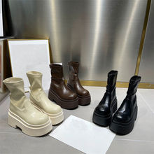 2025年新款显高显瘦短靴女时尚百搭厚底增高休闲小个子弹力瘦瘦靴