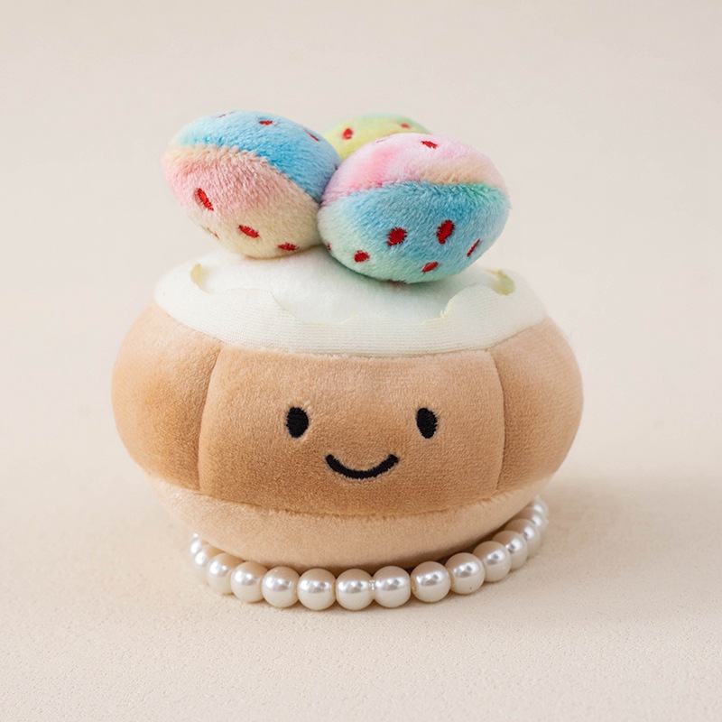 Pastel lindo tarta de fresa colgante pequeño juguete de peluche muñeca simulación divertida tarta de fresa muñeca perla cadena colgante