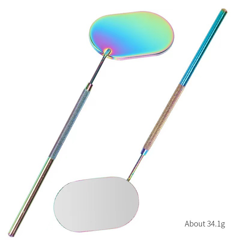 Cruz-frontera uñas belleza pestañas Acero inoxidable anti-niebla Oval injerto pestañas espejo belleza auxiliar pestañas herramientas de pestañas al por mayor