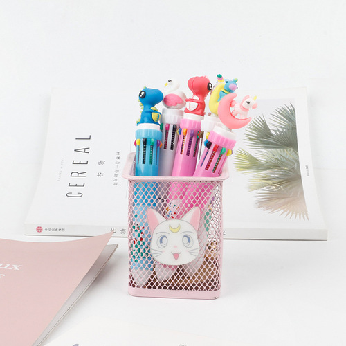 Qibo creative ten-color ball-point pen color candy graffiti girl heart multi-color click pen cartoon 10-color ball-point pen