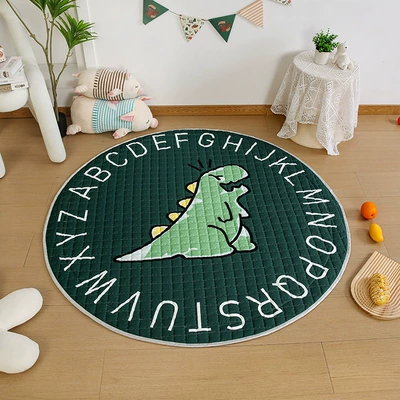 Avtomobil döşəmə paspasları Cartoon Crawling Mat Foldableable Drawstring - green-dinosaur-diameter-145150cm-about-095kg