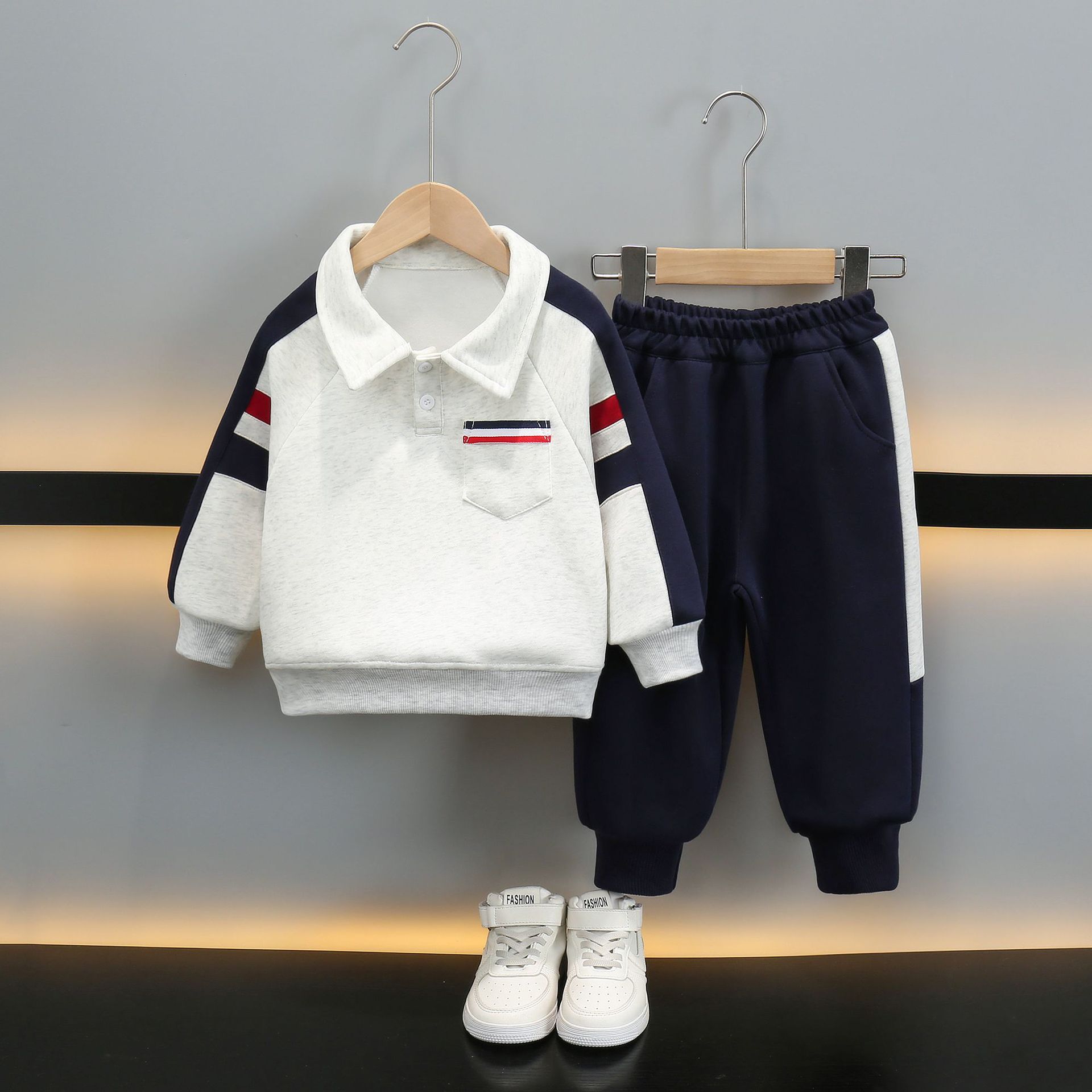 7083 traje de camisa POLO para niños ropa casual de primavera y otoño 2025 nuevo suéter de niño traje de dos piezas de primavera