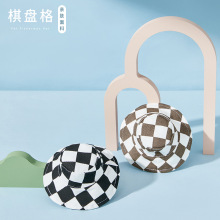 狗狗棋盘格帽子宠物帽柯基猫咪装饰博美渔夫帽防晒遮阳柴犬盆帽