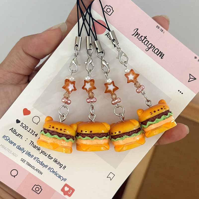 Cute Little Nose Burger Pendant Cat and Puppy Three-Dimensional Food Toy Pendant Mobile Phone Rope Student Keychain Pendant Cute Little Nose Burger Pendant Cat and Puppy Three-Dimensional Food Toy Pendant Mobile Phone Rope Student Keychain Pendant