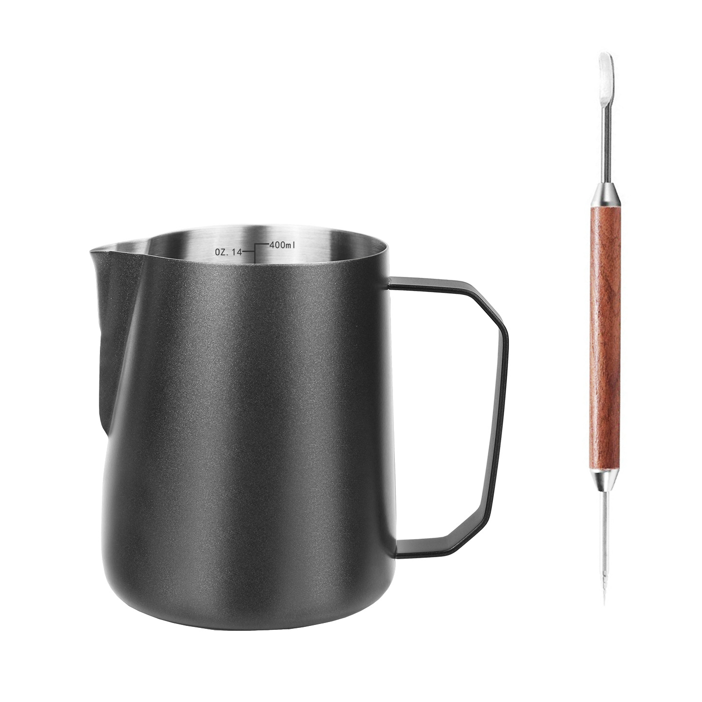 Jarra para Espumar Leche 400ml de Acero Inoxidable 304 con Pico Calabaza para Cafetería y Hogar image 14