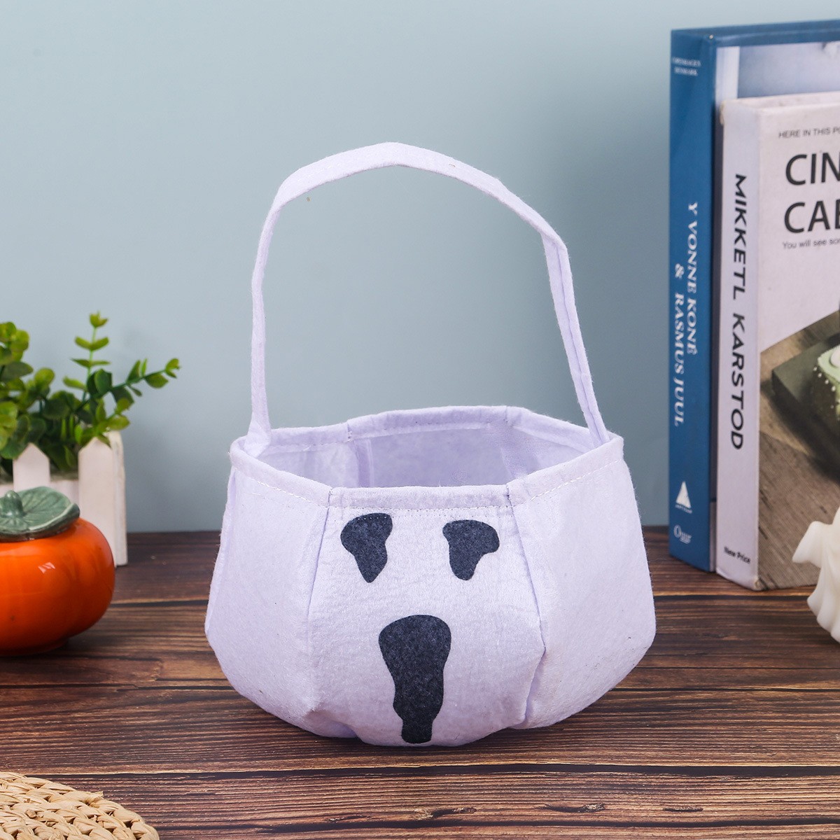 Bolsa de Dulces de Calabaza de Halloween de Tela Portátil para Niños