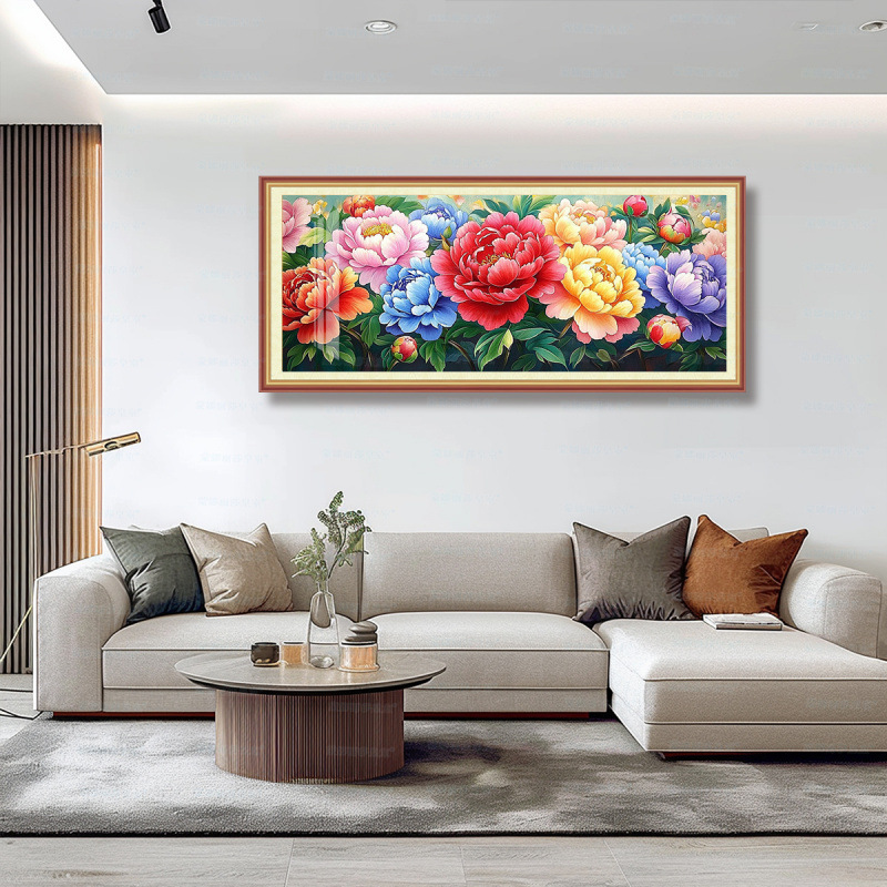 [Tejido de Algodón Importado] Bordado de Punto de Cruz de la Mona Lisa, Riquezas Florales y Belleza Nacional, Punto de Cruz para Sala de Estar image 1
