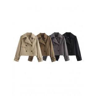 Cross-border 2024 autumn and winter women's cross-border wholesale lapel short windbreaker coat European and American fashion Joker retro