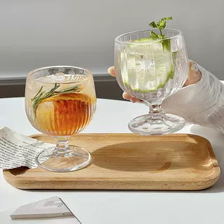 新款ins風小眾法式高腳杯復古高顏值家用女果汁杯酒杯玻璃水杯子