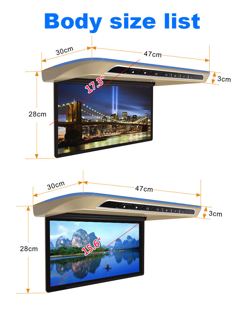 17.3inch Ceiling-mounted Android display 17.3inch Electric ceiling-mounted MP5 display car Android TV