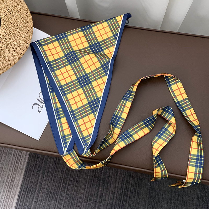 Toalla triangular con cintura, bufanda de seda con flor de anacardo retro, sensación de alta gama, cortina de pedo apilada multifuncional de verano, diadema de todo fósforo