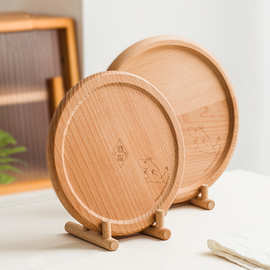 榉木姆明餐盘 创意实木圆形锅垫隔热垫 家用桌面收纳盘可定制logo