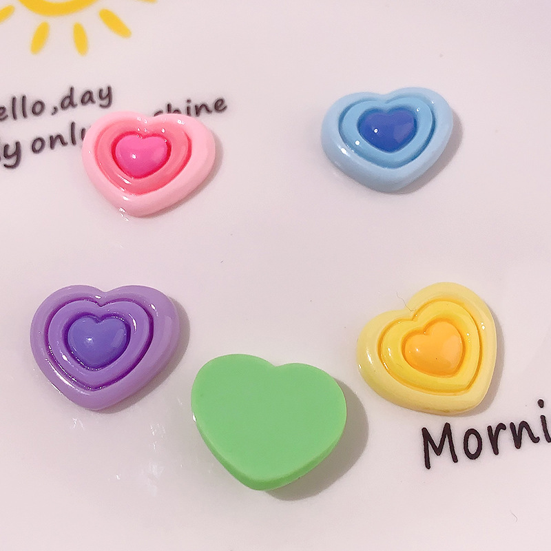 Transfronterizo macarón tres capas de amor accesorios de resina DIY adornos de cabello de cáscara de teléfono móvil agujero de hebilla de zapatos material hecho a mano al por mayor