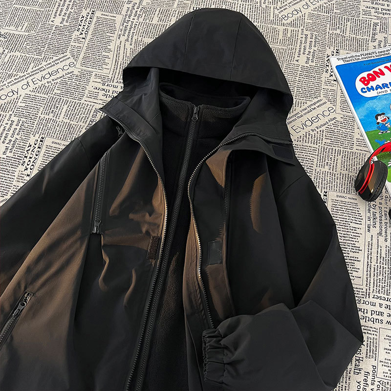 Chaqueta de chaqueta desmontable tres en uno de la NASA para hombres en otoño e invierno 2024 nueva chaqueta de herramientas funcional estadounidense de moda