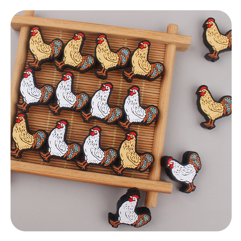 Productos para bebés caricatura silicona perlas de gallo DIY bebé molar tetina cadena de pulsera de goma juguetes accesorios