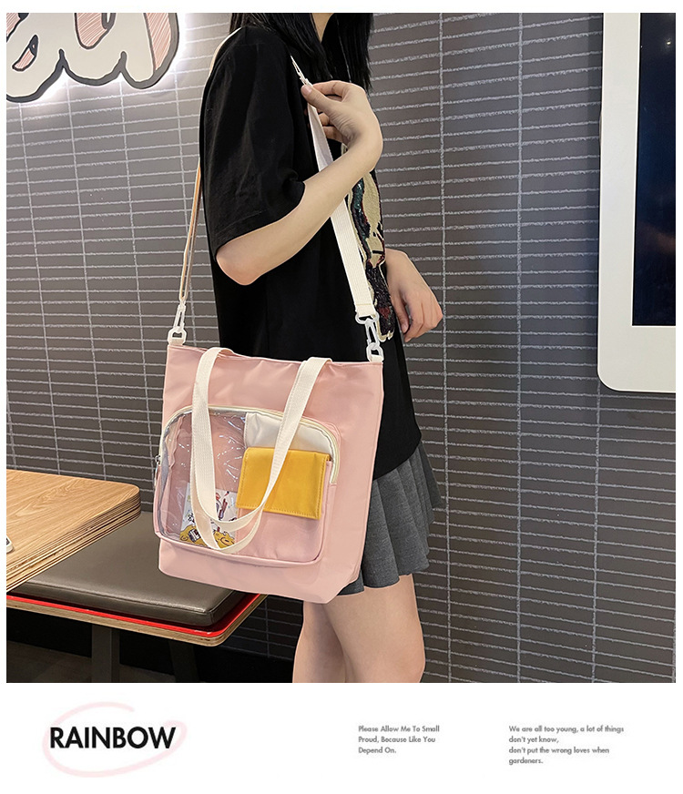 Korean style campus style shoulder bag, literary and versatile, casual student crossbody bag, cartoon cute transparent shoulder bag_voghion.com