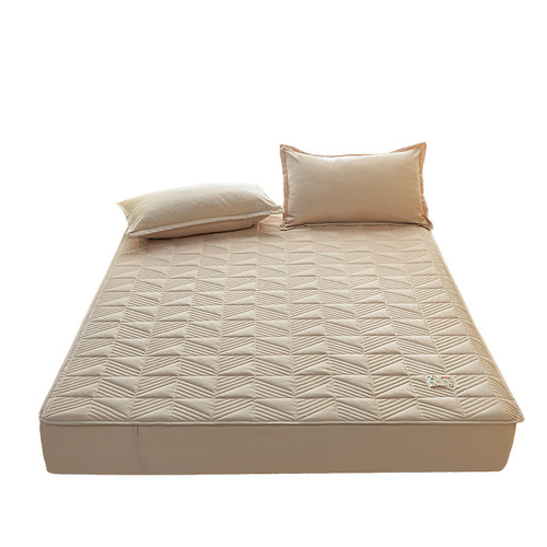 Solid color thickened quilted fitted sheet single piece wholesale maternal and infant grade futon mattress protector all-inclusive Simmons mattress cover