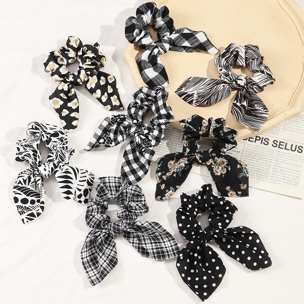 Snake Print Leopard Print Hair Accessories Head Flower Rabbit Ears Chiffon Dovetail Bow Hair Tie display picture 12