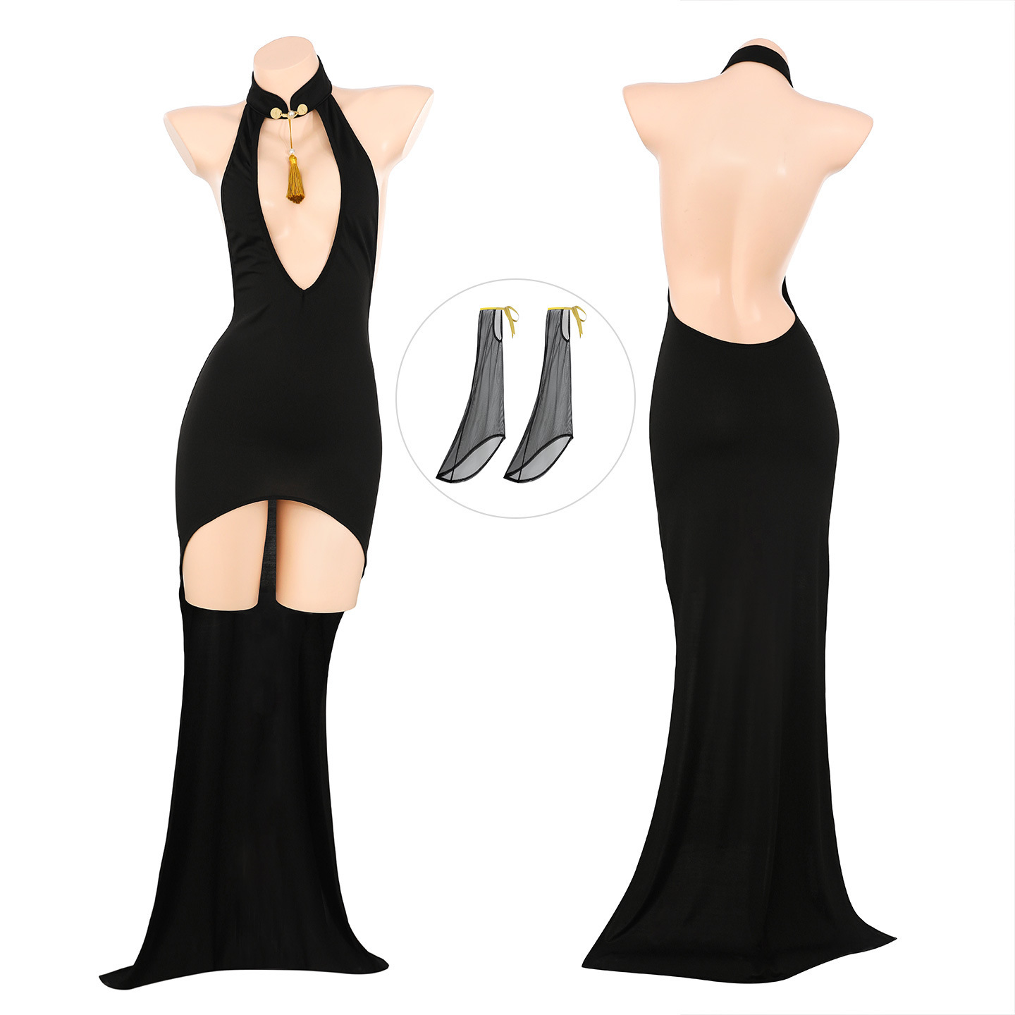 Admiración de la ropa interior de Halloween, encantador hueso profundo, vestido largo, coqueteo, pijamas puros y sexy, ZY115