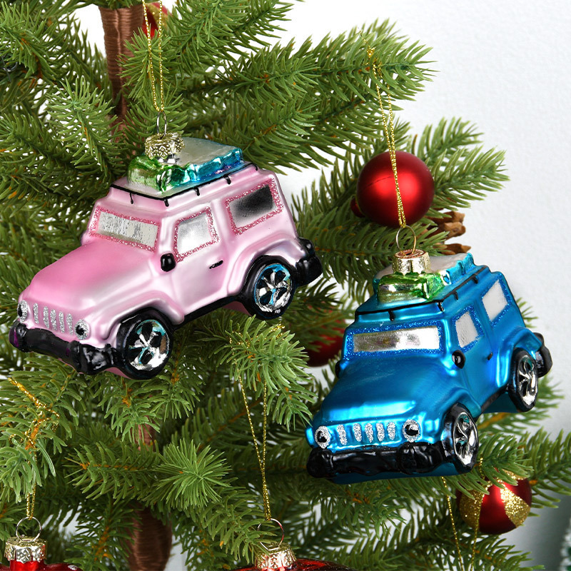 クリスマス装飾品クリエイティブ偽自動車かばんカメラ小吊りガラス彩色クリスマスツリー装飾ストラップ|undefined