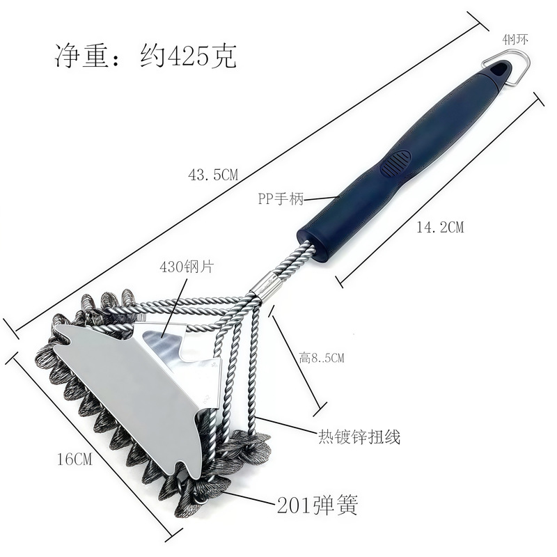 跨境新款烧烤工具清洁刷弹簧刷头钢丝刷子烧烤架网烧烤炉清洗刷|undefined