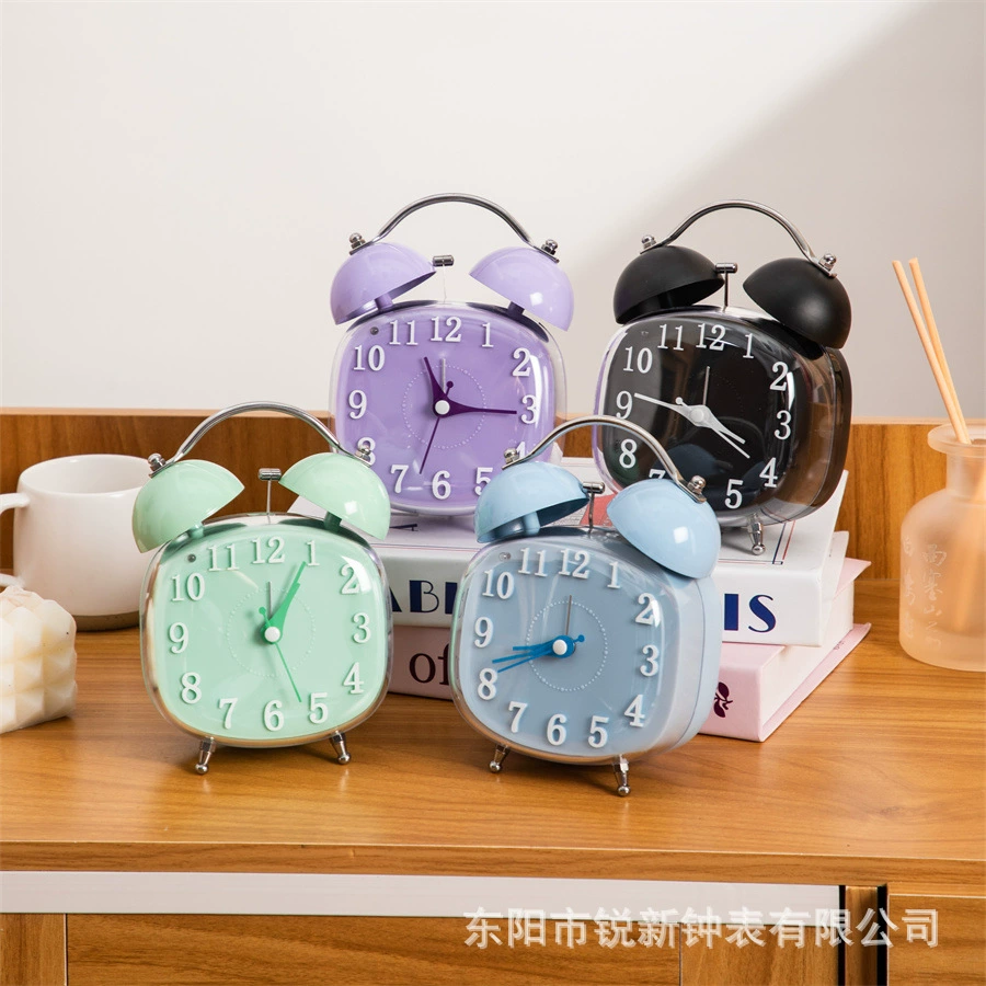 Самые продаваемые стерео-колокольные часы Amazon 4inch с бесшумным секундным будильником для гостиной и спальни с ночником, прямая продажа с фабрики