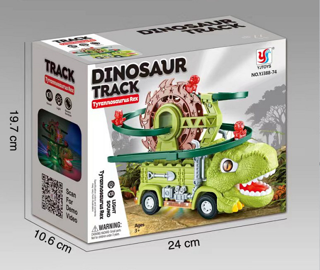 Transfronterizos vibración eléctrica universal sonido y luz música dinosaurio carro rueda gigante carro ferroviario subir escaleras juguetes infantiles puzzle